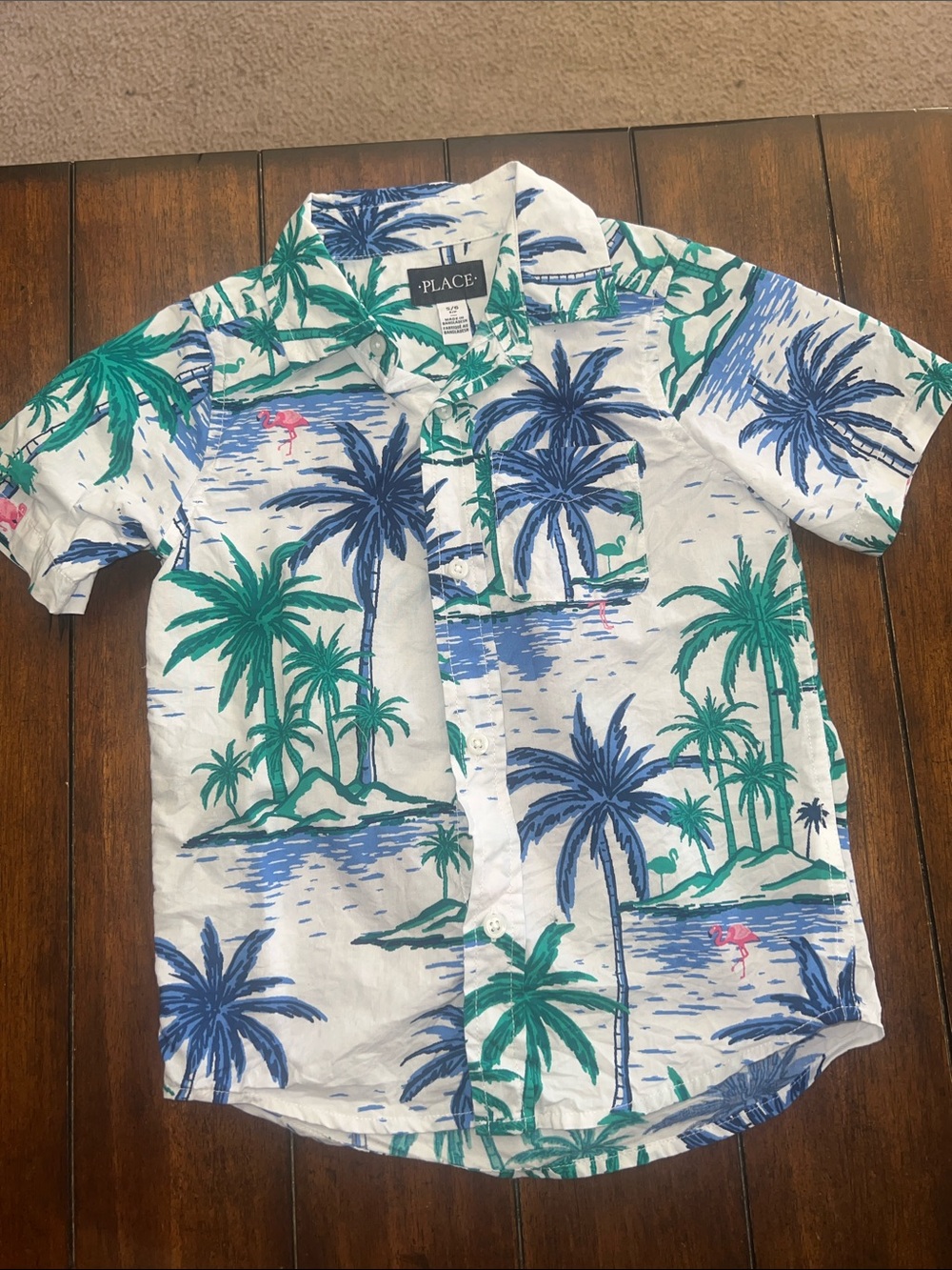 🎉🎉 5 for $20🎉🎉The Children's Place White Tropical Palm Button-Down Shirt